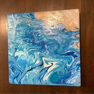 Original Handmade Acrylic Pour Painting- “Beachy”